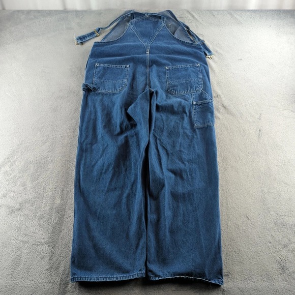 Carhartt Bib Overalls Mens XXL Blue Denim Workwear Carpenter Utility Pockets - Picture 4 of 9